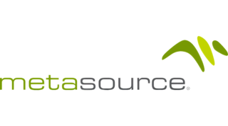 A sleek logo featuring the word "metasource" with a stylized wave graphic, emphasizing modern design and simplicity.