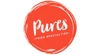 A round logo featuring the word "Pures" in a stylish font, accompanied by "Food Specialties" in a simpler style beneath it.