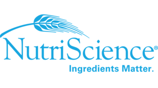 A logo featuring "NutriScience" in blue with a wheat graphic, accompanied by the tagline "Ingredients Matter."